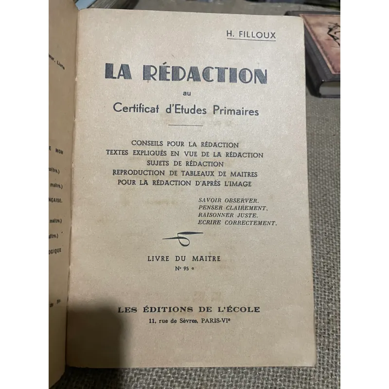 H. FILLOUX - LA REDACTION au Certificat d'Etudes Primaires - SÁCH TIẾNG PHÁP TIỂU HỌC 570357
