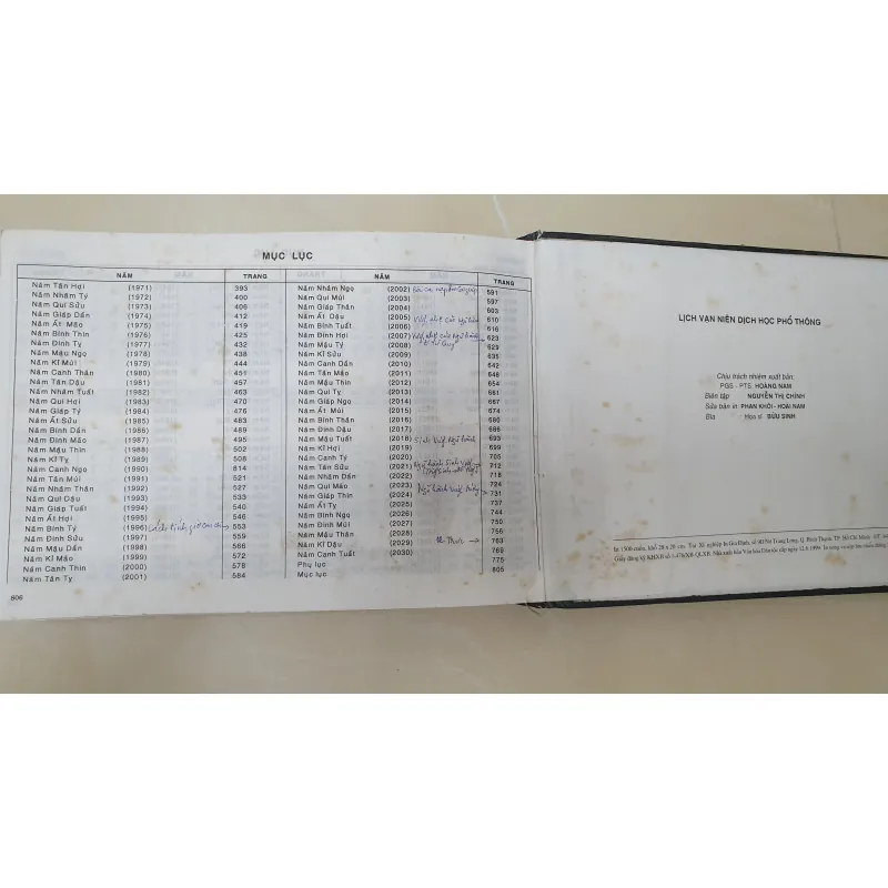 LỊCH VAN NIÊN DỊCH HỌC PHỔ THÔNG  973403