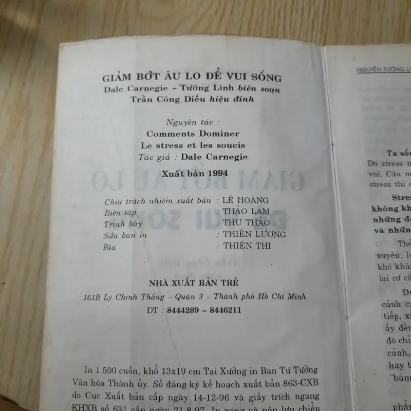 Giảm bớt lo âu để vui sống. Dale Carnegie. Nguyễn Tường Linh 601000