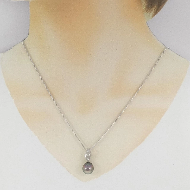 K18WG Ngọc trai đen dây chuyền - Hàng hiệu Authentic 856562