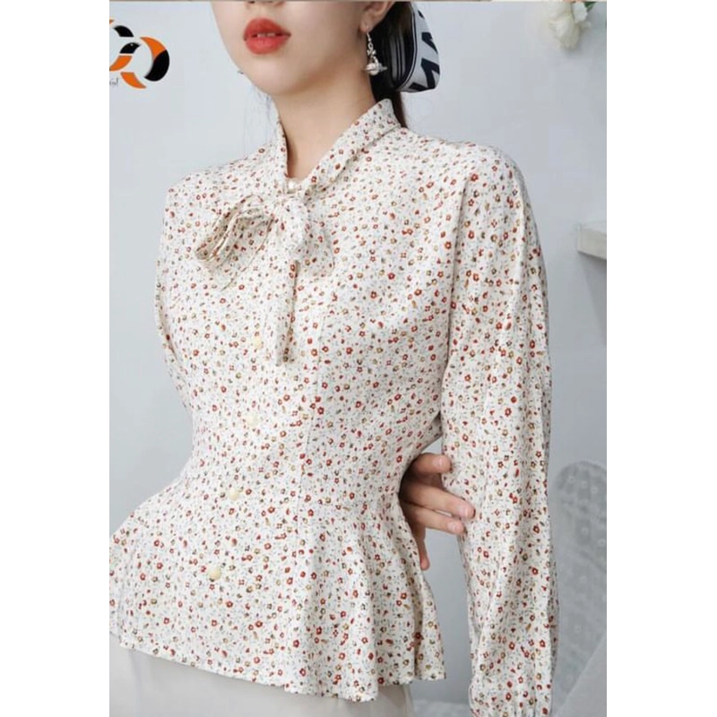 Áo kiểu voan lụa kiểu dáng peplum 299711