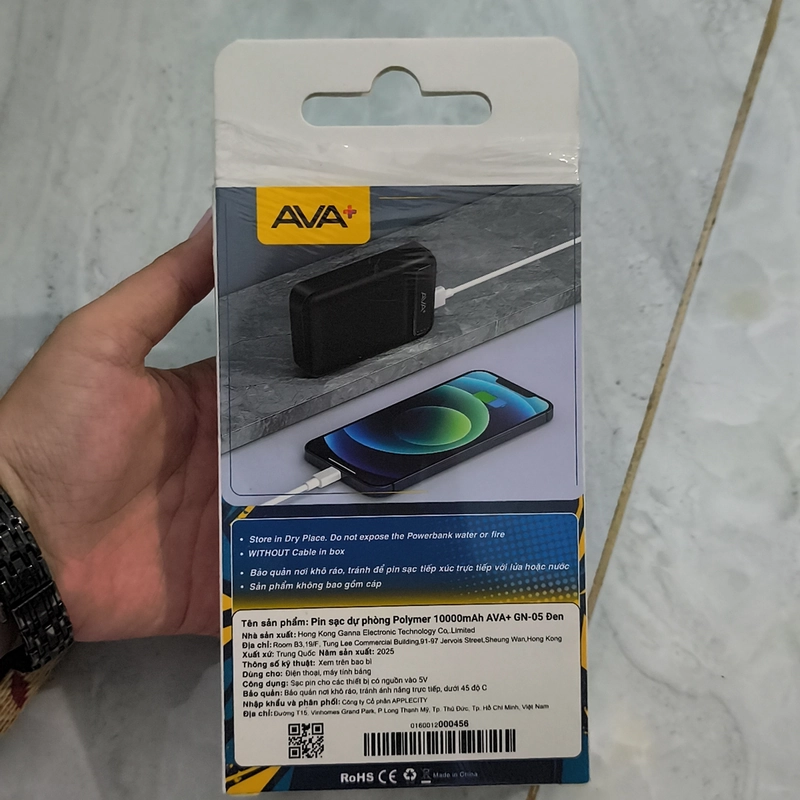 Pin sạc dự phòng Polymer 10.000 mAh AVA + GN-05 Đen còn mới chính hãng  547331