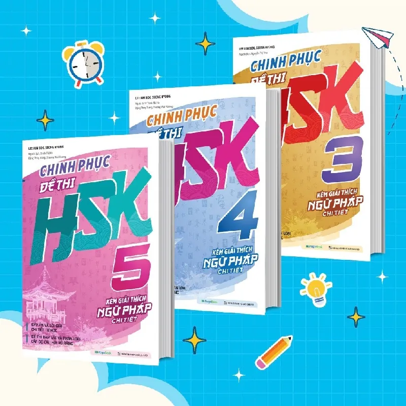 Sách - Combo 3 cuốn: Chinh phục đề thi HSK 3 - HSK 4 - HSK 5 (Kèm giải thích ngữ pháp chi tiết) - Megabooks - NENA2509 Blogmeo21025 580562