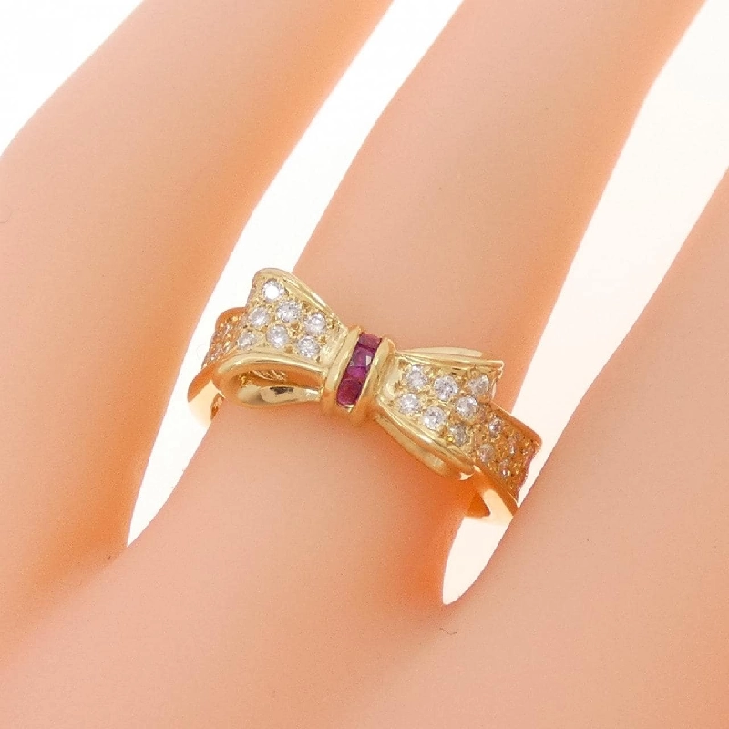 Nhẫn ruby K18YG hình ruy băng 0.06CT 669123