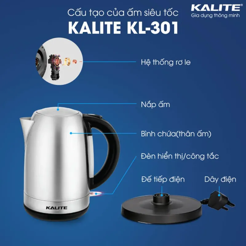 KALITE KL-301 – Dung Tích 1,7L, Pha Trà, Pha Cà Phê, Mì Liền Tiện Lợi 707043