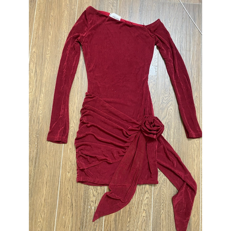 Đầm trễ vai chất liệu thun nhúng new 493181