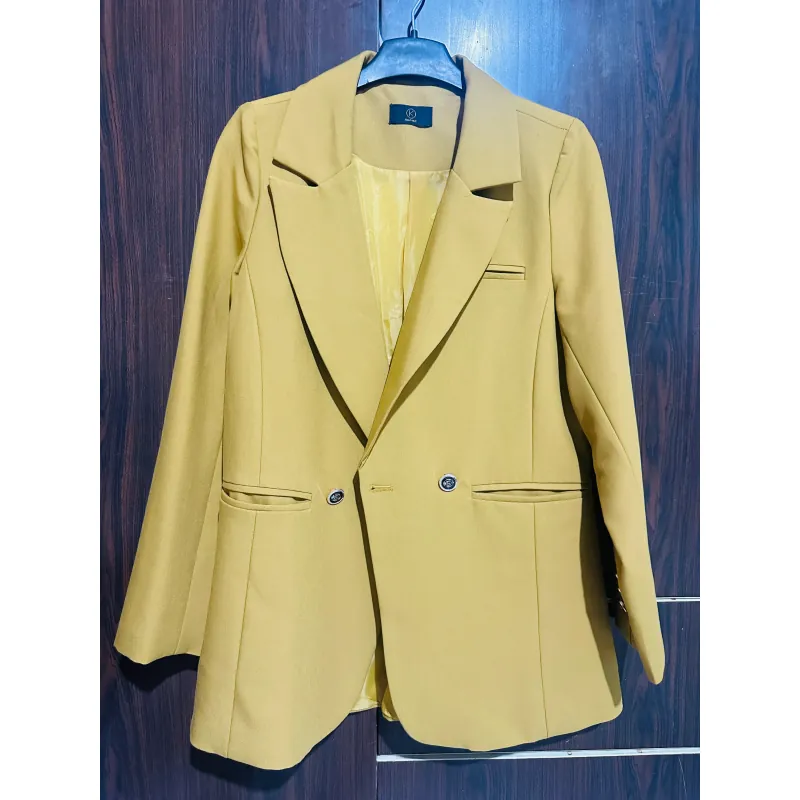 Áo khoác blazer nữ màu vàng kiểu dáng cổ điển thời trang 594469