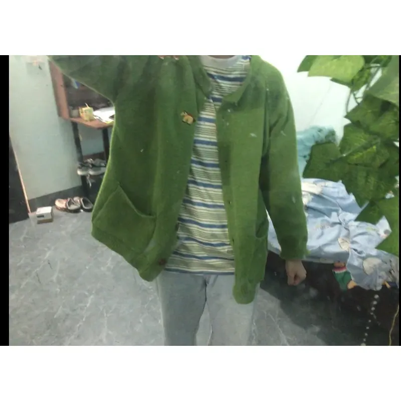 áo khoác len dệt kim xanh lá  719200