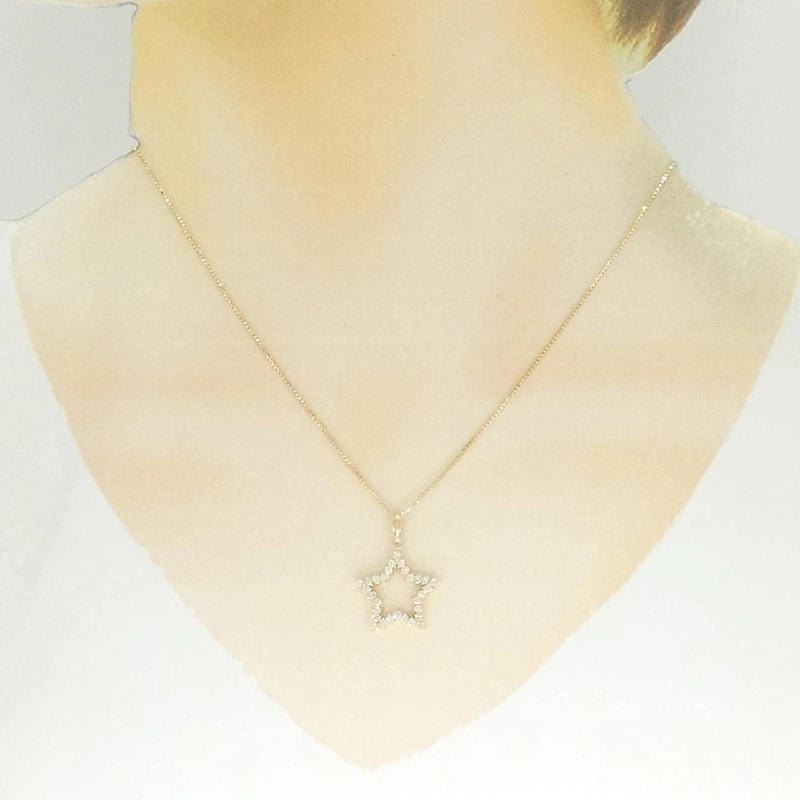 K18YG Ngôi sao Kim cương Dây chuyền 0.50CT - Hàng hiệu Chính hãng 862145