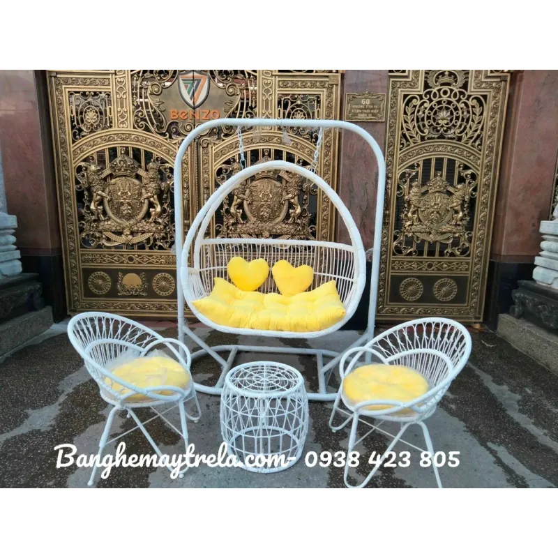 Ghế xích đu đôi mây nhựa 675056