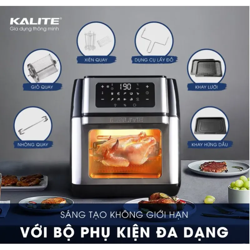🌟 Nồi chiên Kalite 10L – Trục xiên quay tiện lợi, nướng chín đều mọi món! 708661