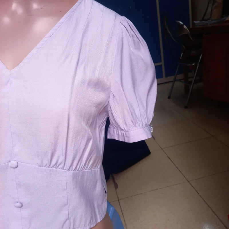 Áo sơ mi nữ kiểu size M màu tím và kẻ caro, chất liệu thô mát nhẹ Không Có Lỗi 1021133