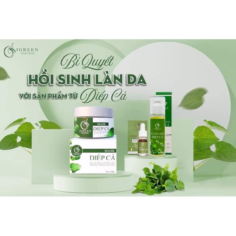 Trọn bộ Sữa rửa mặt, Mặt nạ, Serum diếp cá IGREEN cho da mụn 8267