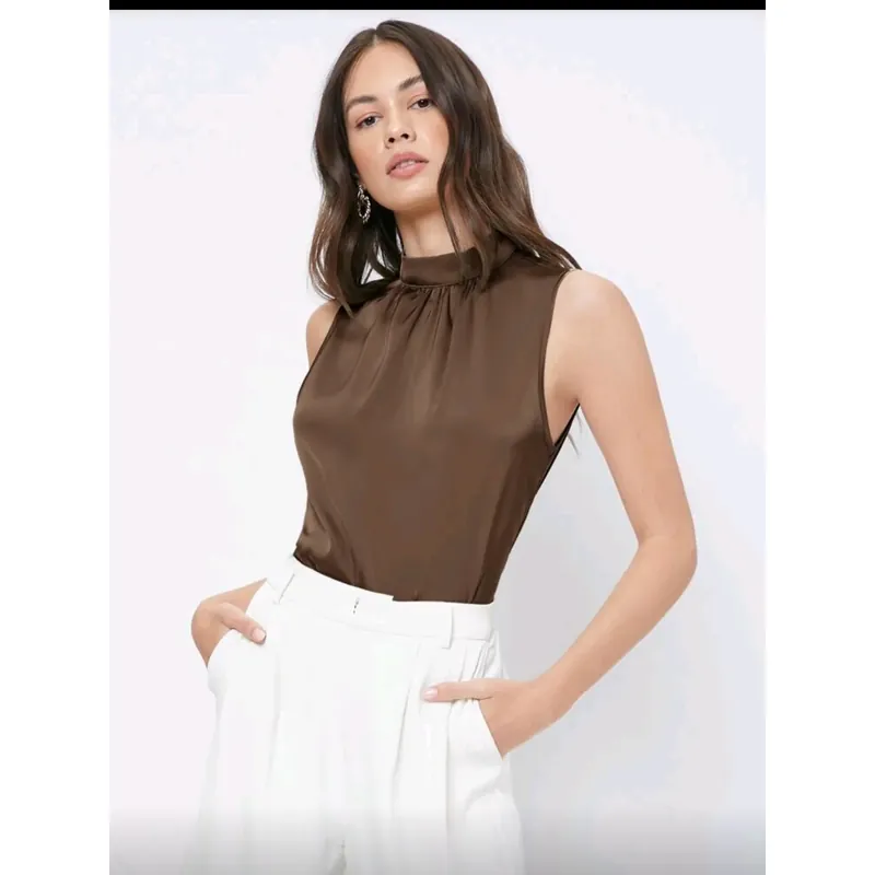 Áo cổ lọ có nút cài sau vải voan sáng trọng phù hợp đi làm, đi chơi 608910