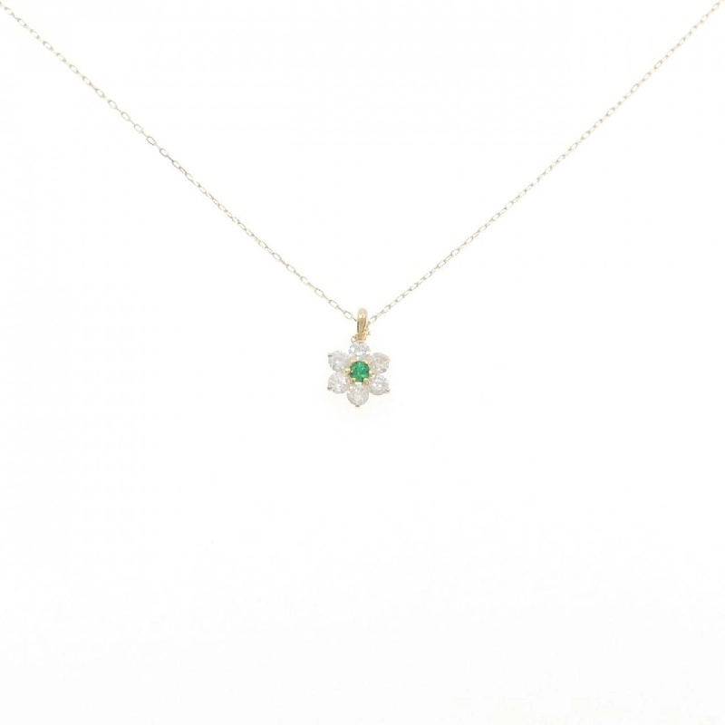 K18YG Hoa Ngọc Lục Bảo Dây Chuyền 0.03CT - Hàng hiệu Chính hãng 857932