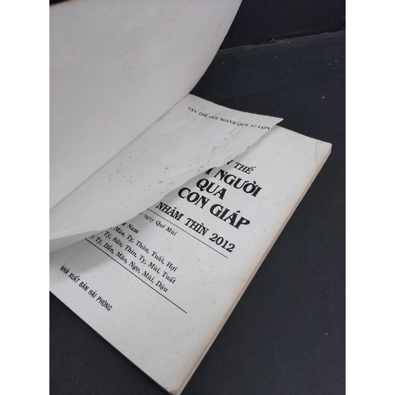 Vận thế đời người qua 12 con giáp Nhâm Thìn 2012 mới 80% ố rách trang đầ 2011 HCM1001 Hoàng Anh TÂM LINH - TÔN GIÁO - THIỀN 918601