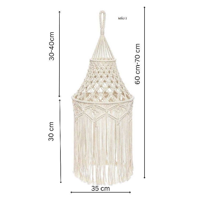 CHỤP ĐÈN TREO THỦ CÔNG MACRAME - TRANG TRÍ NHÀ CỬA 11341