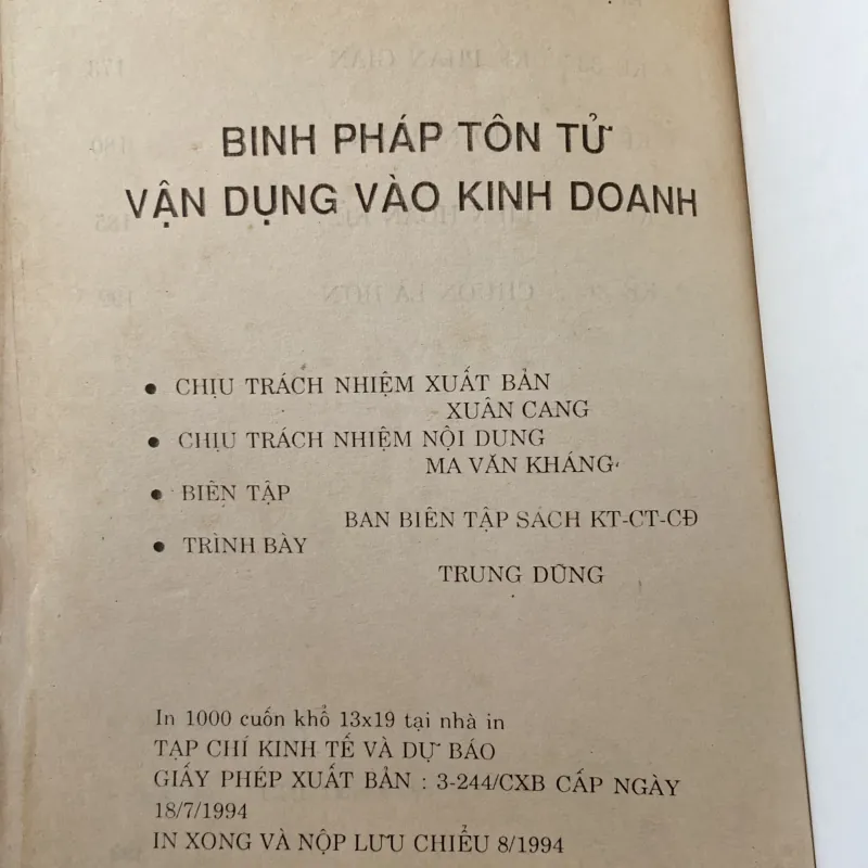 BINH PHÁP TÔN TỬ VẬN DỤNG VÀO KINH DOANH (XB 1994) 778408