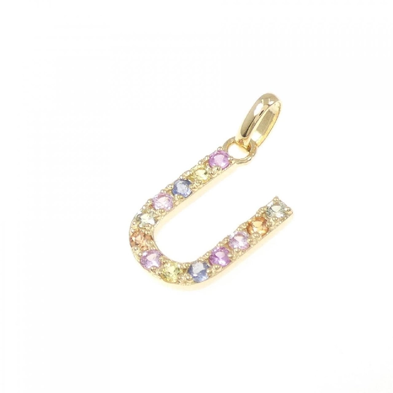 K18YG Chữ cái U Mặt dây chuyền Sapphire 0.20CT - Hàng hiệu Chính hãng 865564