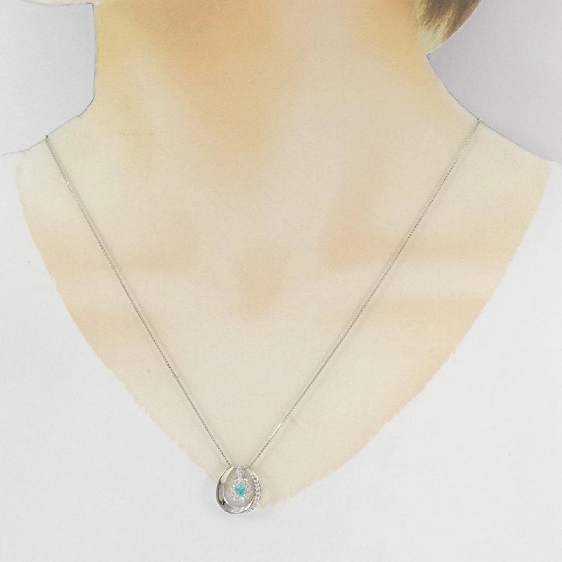 PT900/PT850 2WAY Paraiba Tourmaline Necklace 0.137CT - Hàng hiệu Authentic 857566