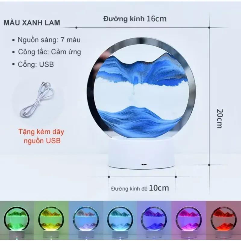 Đèn tranh cát xanh có 7 màu đèn led cảm ứng 1036822