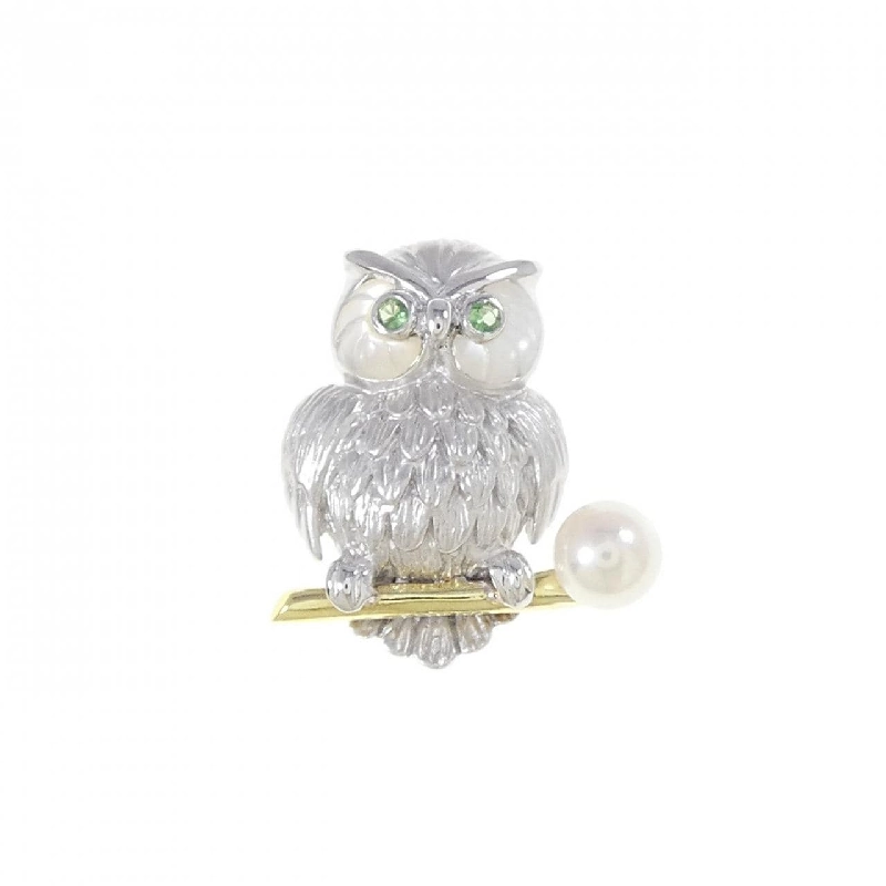 K18WG/K18YG Cú Mèo Ngọc Trai Akoya Dây Chuyền - Hàng hiệu Authentic 856566