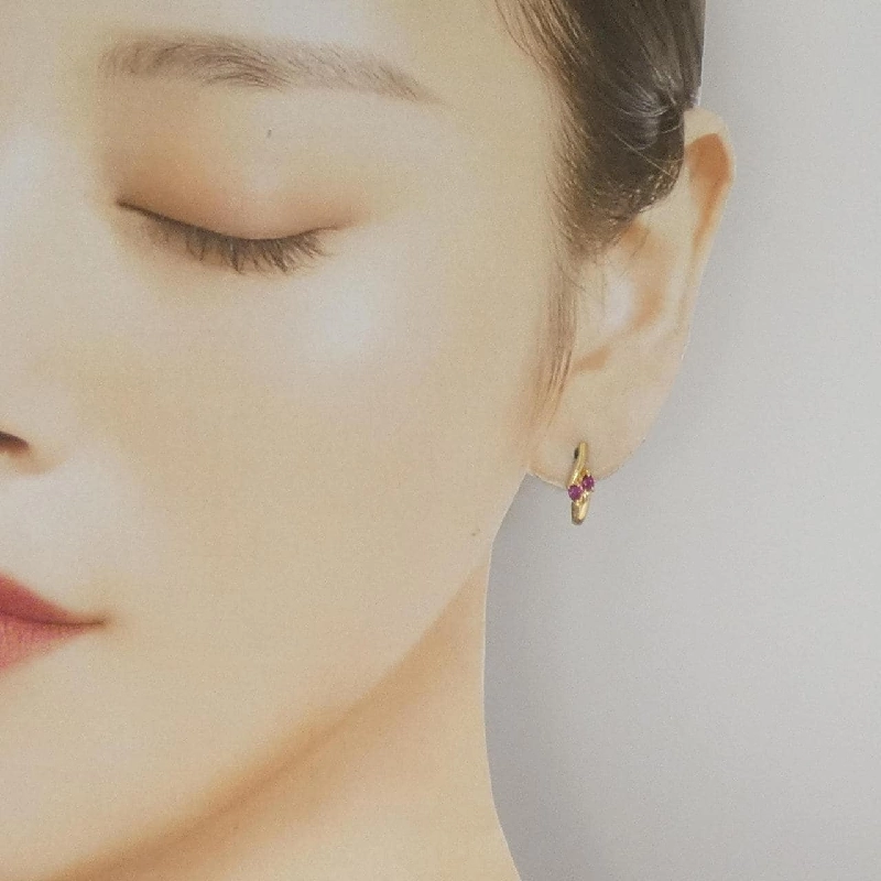 K18YG Bông tai Ruby - Hàng hiệu Chính hãng 864454