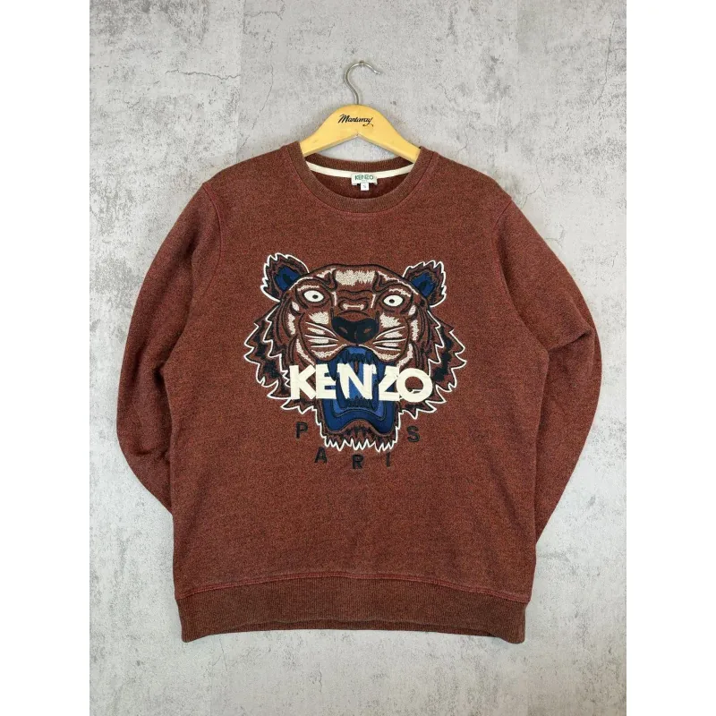 Áo sweatshirt Kenzo thêu đầu hổ màu đỏ đô burgundy 759712