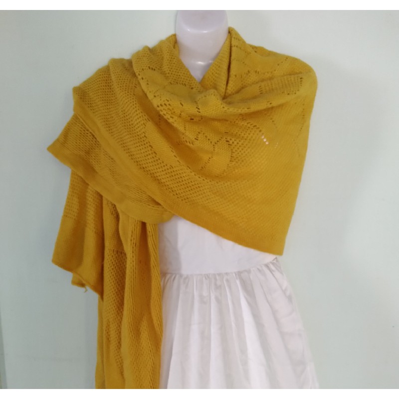 Khăn choàng cổ bằng len màu vàng đồng 10753