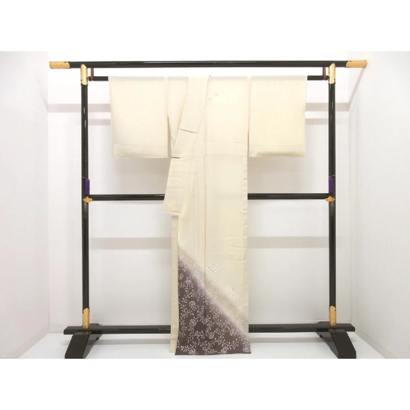 Áo kimono đơn lớp lưới thăm viếng, nhuộm bokeh chế tác Yūzen, kích thước rộng L - Hàng hiệu Authentic 875181