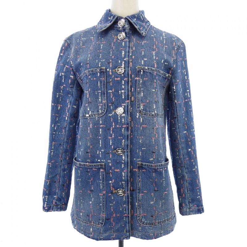 CHANEL METIERS D’ART LOOK 38 P75259V66855 Áo khoác denim - Hàng hiệu Authentic 819532