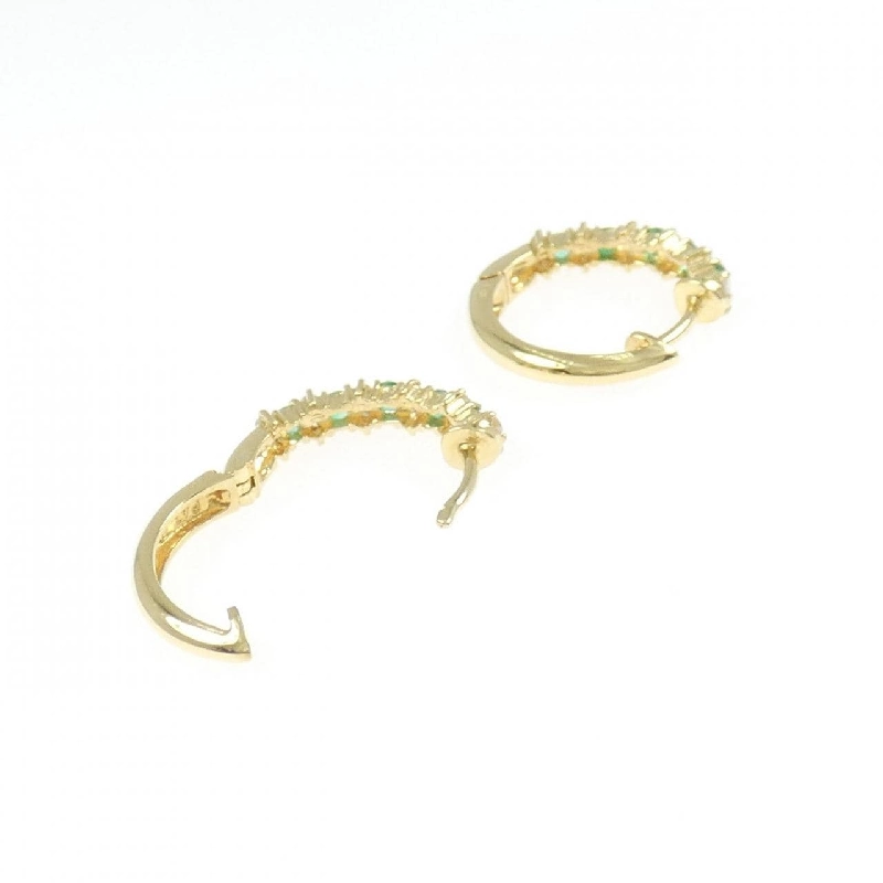 K18YG Bông tai hình vòng ngọc lục bảo - Hàng hiệu Authentic 866005