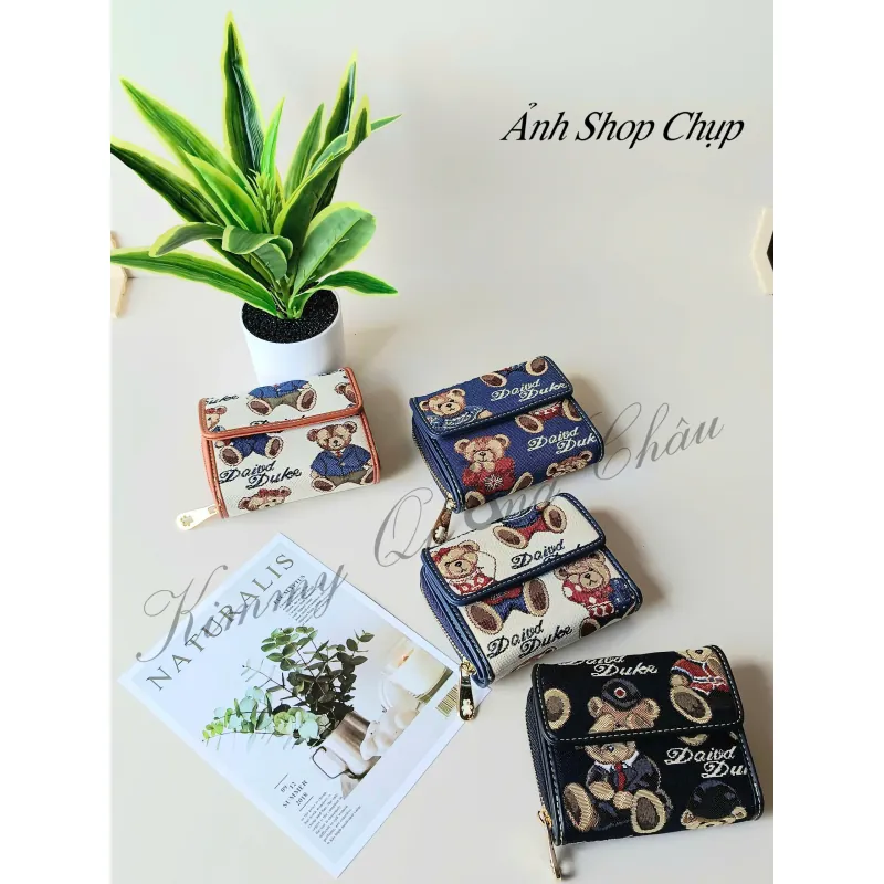Ví Nữ Ngắn Gập Gọn Ví Đựng Thẻ Đa Năng In Hình Gấu Dễ Thương 574772