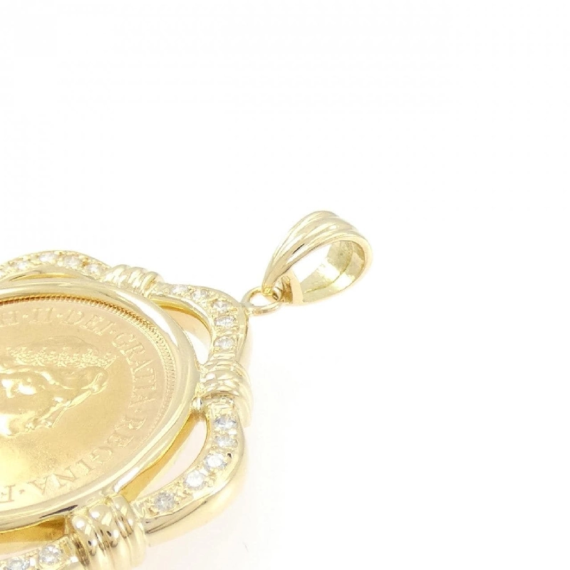 K18YG(khung) Mặt dây chuyền đồng xu kim cương 0.38CT - Hàng hiệu Chính hãng 864112