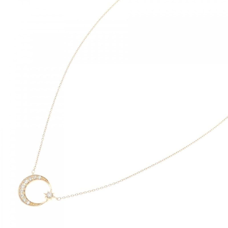 K18YG Mặt trăng Kim cương Dây chuyền 0.11CT - Hàng hiệu Chính hãng 856163