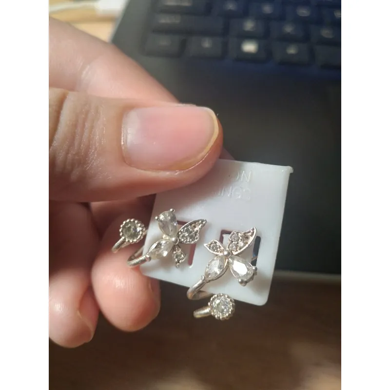 Bông tai nữ bạc 925 đính đá 2 chi tiết mềm mại 563918