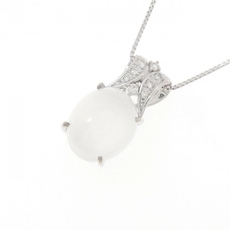 K18WG Mặt đá mặt trăng mèo mắt dây chuyền 5.14CT - Hàng hiệu Chính hãng 859245