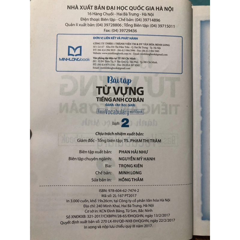 Bài tập TỪ VỰNG  TIẾNG ANH CƠ BẢN dành cho học sinh Basic Vocabulary Workbook Quyển 2 146128