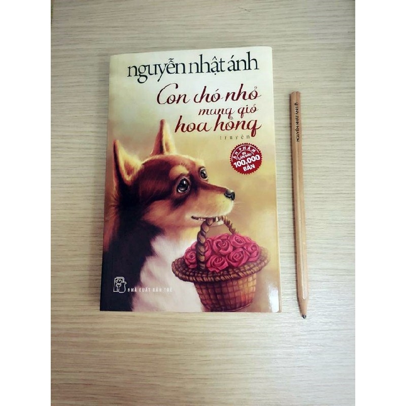 Con chó nhỏ mang giỏ hoa hồng 22015