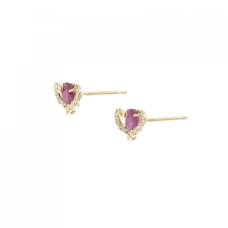 K18YG Heart Ruby Earrings 0.66CT - Hàng hiệu Authentic 868960