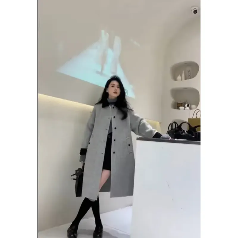 Áo dạ dáng dài màu xám  697143