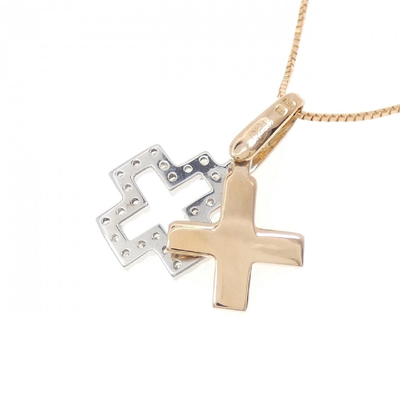 K18PG/K18WG Dây chuyền kim cương chéo 0.25CT - Hàng hiệu Authentic 863942