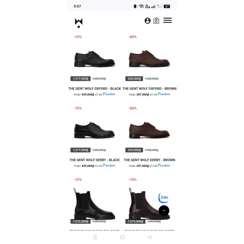 GIÀY NAM, HIỆU WOLF CHÍNH HÃNG, SIZE 43, MÀU ĐEN, MỚI 100% 892996