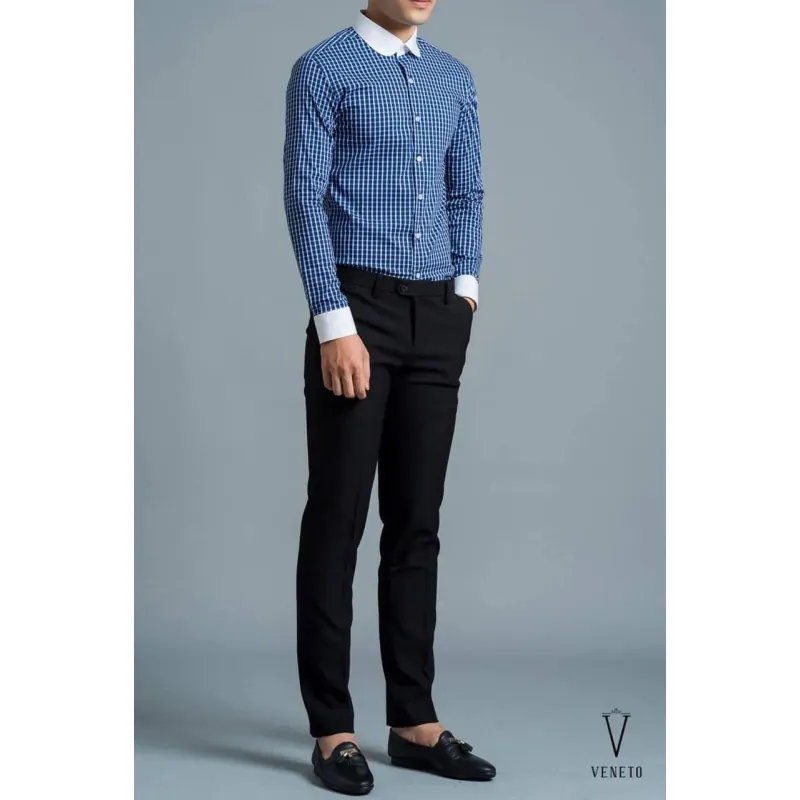 Sơ mi dài tay Veneto kẻ pha CT 1037593