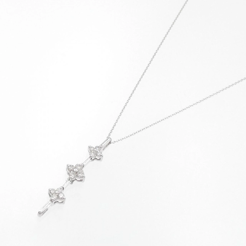 K18WG 2WAY Hoa Đá Quý Kim Cương Dây Chuyền 0.50CT - Hàng hiệu Chính hãng 862083