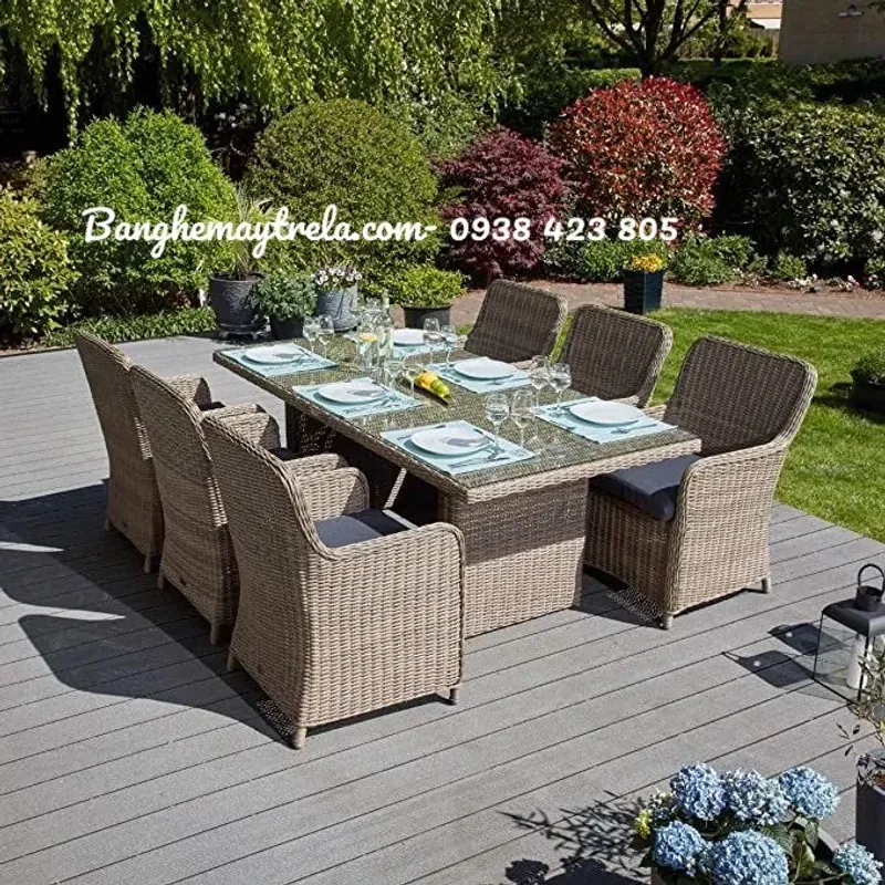 Bàn ghế ăn đan dây nhựa 576699