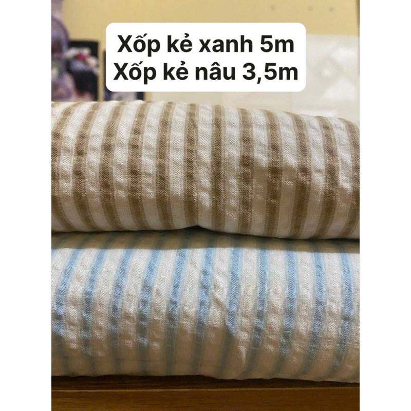 Vải xuất dư vải xốp kẻ xanh 5m 393215