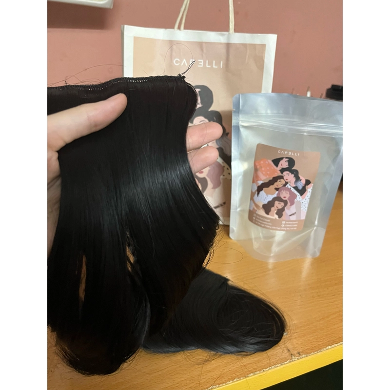 Tóc kẹp dập phồng Capelli đen tự nhiên 30cm mới 381572