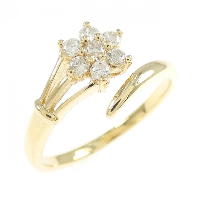 Nhẫn kim cương 750YG hình hoa - Hàng hiệu Authentic 855999