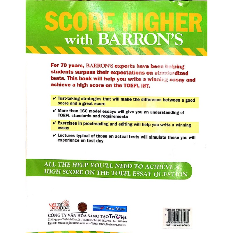 Barron's - Writing For The TOEFL iBT - 4th Edition (Kèm CD) - Dr. Lin Lougheed 154851